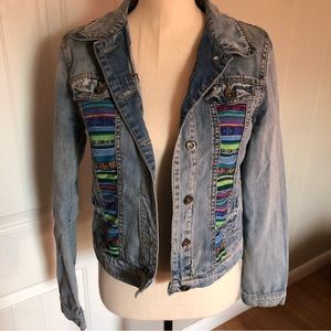Rue 21 jean jacket with patchwork accents